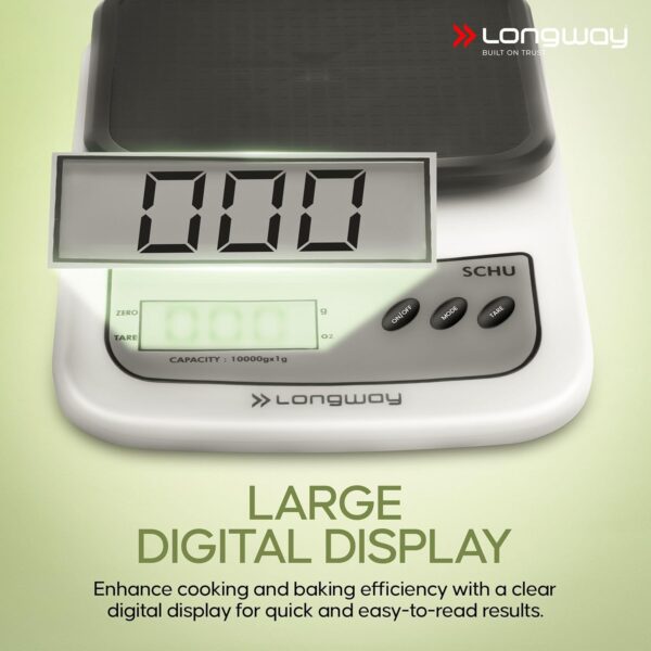 Longway LWKWS01 Multipurpose Portable Digital Kitchen Weighing Scale |Weight Machine With Back Light LCD Display | 2 Year Warranty (10 kg, Gray)
