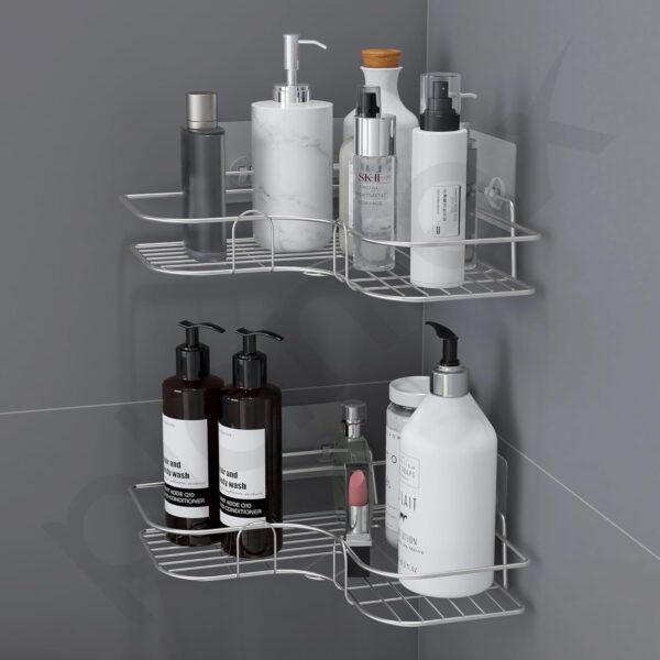 1775708846_Plantex-Stainless-Steel-Bathroom-Corner-ShelfSelf-Adhesive-Bathroom-Shelf-for-WallBathroom-Organiser-Without-Drill-Pack-of-2-Chrome.jpg Plantex Stainless Steel Bathroom Corner Shelf/Self Adhesive Bathroom Shelf for Wall/Bathroom Organiser Without Drill - Pack of 2 (Chrome)