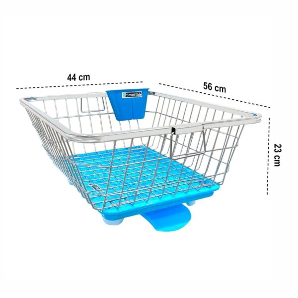 SmartSlide Stylish Stainless Steel Utensil Basket Drainer Dish Drainer Basket with Tray for Kitchen Vessel Drainer Rack Dish Drying Rack with Tray and Spoon Holder
