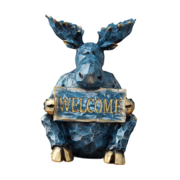 Reindeer Sculpture Ornament Office Souvenirs Gifts Desktop Desk Resin Statue Blue Sitting