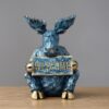 Reindeer Sculpture Ornament Office Souvenirs Gifts Desktop Desk Resin Statue Blue Sitting