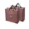 DOUBLE R BAGS Reusable Multi-Purpose Shopping Bags with Handles for DOUBLE R BAGS Reusable Multi-Purpose Shopping Bags with Handles for Grocery, Vegetables & Kitchen Essentials | Eco-Friendly Tote Bag (Pack of 2, Box Print, Brown, 35.6X35.6X12.7 cm, 1 Compartment)