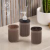 Kuber Industries Plastic Bathroom Accessories Set of 3 | Toothbrush Stand for Bathroom | Handwash Dispenser Bottle for Kitchen | Brush Holder for Wash Basin | Mouth Wash Tumbler Organiser | Brown