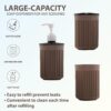 Kuber Industries Plastic Bathroom Accessories Set of 3 | Toothbrush Stand for Bathroom | Handwash Dispenser Bottle for Kitchen | Brush Holder for Wash Basin | Mouth Wash Tumbler Organiser | Brown