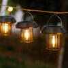 Whimsical Solar Hanging Lantern Outdoor Decorative Light Waterproof LED Garden Lamp with Warm Glow for Balcony Patio Yard Pathway (Black)