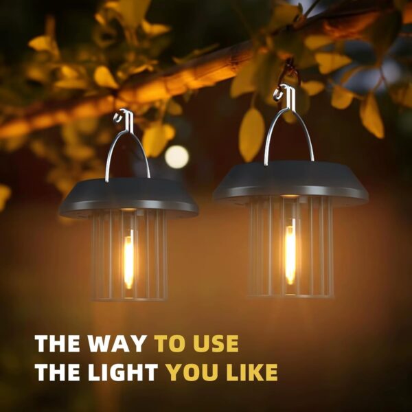 Whimsical Solar Hanging Lantern Outdoor Decorative Light Waterproof LED Garden Lamp with Warm Glow for Balcony Patio Yard Pathway (Black)
