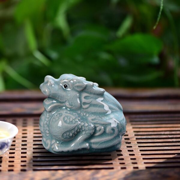 4xCeramics Tea Pet Cute Artcrafts Animal Sculpture for Bookshelf Cafe Tea Room Dragon