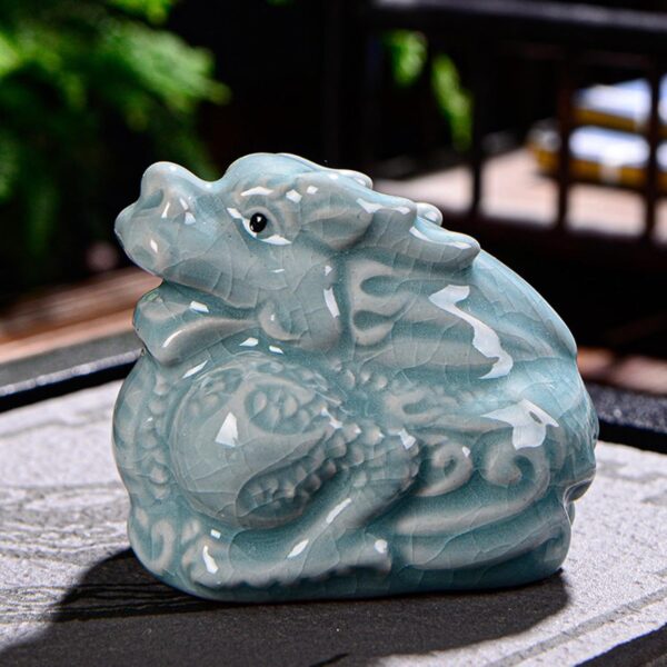 4xCeramics Tea Pet Cute Artcrafts Animal Sculpture for Bookshelf Cafe Tea Room Dragon