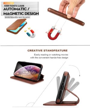 Slim Magnetic Closer Stand Leather Flip Case Cover Compatible with Samsung Galaxy S26 Plus/Samsung Galaxy S26+ (Brown)