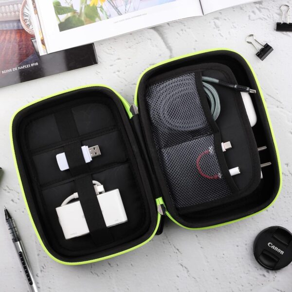 GadgetBite EVA Portable Pouch for Electronic Accessories USB Cables, Power Bank, Battery, Portable Hard Drive, SD Memory Card, Earphones, Travel Gadgets Travel Friendly Case(Black&Green)