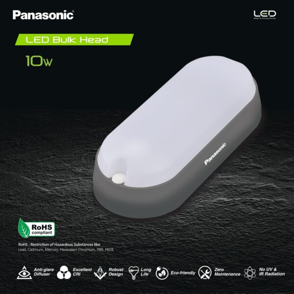 Panasonic 10W LED Bulkhead, IP54 Outdoor Waterproof Bulk Head for Garden Light, 10W Wall lamp, Fire Retardant Plastic, 2 Years Warranty, IP54 and IK10, BIS & ROHS Compliant (6500K Cool White)