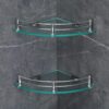 FORTUNE Glass Corner Shelf/Bathroom Shelf/Multipurpose Shelf/Living Room Corner Shelf/Wall Mount Bathroom Shelves (Transparent) (9 x 9 Inch) - (Pack of 2)