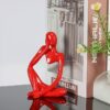 Thinker Statue Decor, Resin Thinker Sculpture Abstract White Resin Decor for Office Desktop or Home (Red)