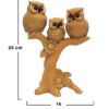 # Owl Family on Tree -Set of 3- Brown Color showpiece for Home Decor/Gift Item/Desk/Study Table/Office