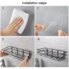(Pack of 2) Steel Self-Adhesive Multipurpose Bathroom Shelf with Hooks/Towel Holder/Rack/Bathroom Accessories - Wall Mount - Pack of 2 (Black,Powder Coated)|TM-P7446
