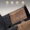 Nestasia Jute Lunch Bags for Office Women (15x10 Inch), Eco-Friendly and Washable Lunch Bags for Women and Men with Vegan Leather Handle, Black & Beige