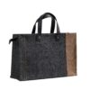 Nestasia Jute Lunch Bags for Office Women (15x10 Inch), Eco-Friendly and Washable Lunch Bags for Women and Men with Vegan Leather Handle, Black & Beige