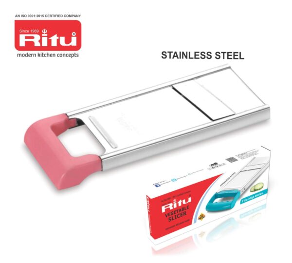 RITU Plastic Plain Slicer | Stainless Steel Manual Vegetable Cutter & Potato Chips Maker for Kitchen | Lightweight Slicer for Making Plain Chips, Veg Salad, Fruits Slicing at Home & Restaurants