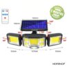 Homehop 192 COB Led Solar Motion Sensor Wall Light for Outdoor Home Garden Waterproof Wireless Security Lamp
