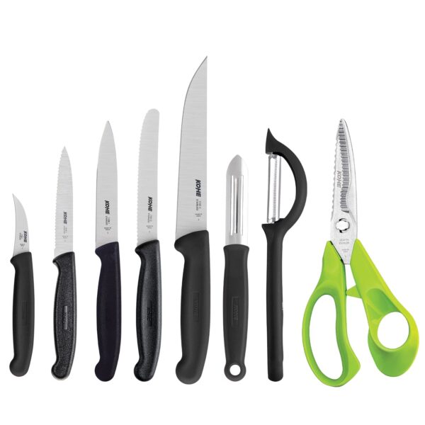 1775769805_KOHE-8-PCS-Stainless-Steel-Kitchen-Knife-Set-with-Block-Knife-Holder-for-Kitchen-5-Knives-2-Peelers-and-1-ScissorsKB-811B.jpg KOHE 8 PCS Stainless Steel Kitchen Knife Set with Block, Knife Holder for Kitchen, 5 Knives, 2 Peelers and 1 Scissors(KB-811/B)