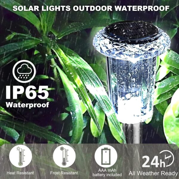 LIANGLOME Solar Lights Outdoor Pathway - 8 Pack Color Changing Solar Garden Lights for Patio, Lawn, Driveway, Yard, Waterproof, Stainless Steel, Easy Installation, Energy Saving