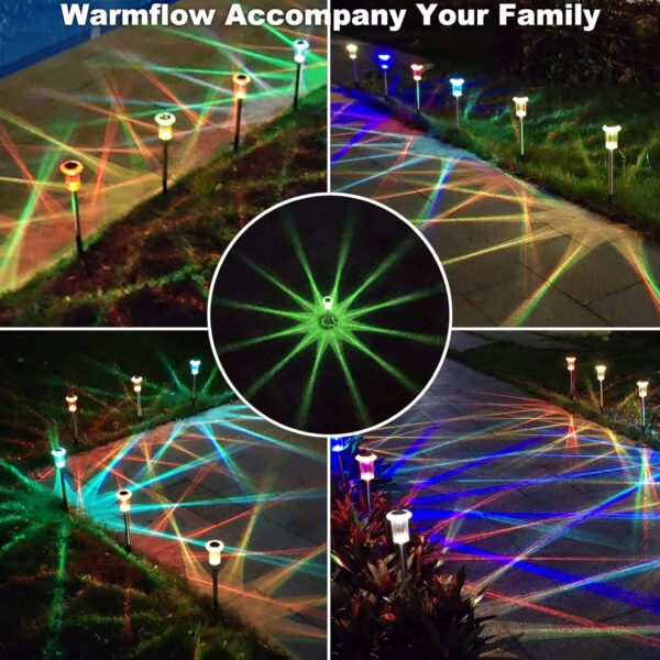 LIANGLOME Solar Lights Outdoor Pathway - 8 Pack Color Changing Solar Garden Lights for Patio, Lawn, Driveway, Yard, Waterproof, Stainless Steel, Easy Installation, Energy Saving