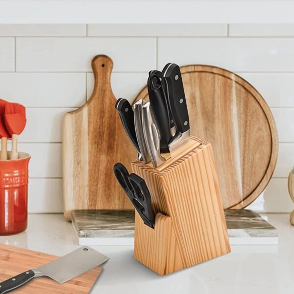 Oblivion Knife for Kitchen Use – Stainless Steel Kitchen Knife Set with Sharp Knives & Vegetable Peeler with Stand – Attractive Storage Stand for Home Cooking & Daily Kitchen Use (Wooden, Pack of 5)