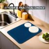 Kuber Industries Dish Dry Mat | Microfiber Drying Mat | Kitchen Drying Mat | Reversible Mat | Kitchen Absorbent Mat | Dish Dry Mat for Kitchen | 38x50 | Blue