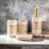 Whizzo® Intricate Design Bathroom Accessories Set Ceramic - 4 Piece Bathroom Accessories Set Soap Dispenser, Toothbrush Holder, Tumbler, Soap Dish, The Best Gifting Choice (WZ-BS-798-White)