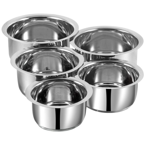 1775816837_Vinod-Stainless-Steel-Tope-Set-5-Pcs-0.8-1-1.4-1.8-2.2-litres-Patila-Cookware-Set-Combo-Even-Heat-Heavy-Sandwich-Bottom-Induction-Compatible-for-Boiling-and-Cooking-2-Year-Warranty.jpg Vinod Stainless Steel Tope Set - 5 Pcs | 0.8, 1, 1.4, 1.8, & 2.2 litres | Patila Cookware Set Combo, Even Heat, Heavy Sandwich Bottom, Induction Compatible for Boiling and Cooking - 2 Year Warranty