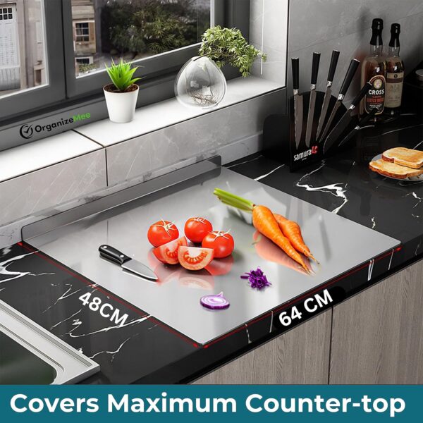 1775820583_OrganizeMee-Steel-Chopping-Board-for-Kitchen-Large-Fruits-and-Vegetables-Cutting-Rust-Proof-Cutting-Board-Platform-Countertop-Pad-Cutter-60-Cm-Widex47-Cm-Deep-25-Mm-Bend-A-Must-Kitchen-Tools.jpg OrganizeMee Steel Chopping Board for Kitchen Large | Fruits and Vegetables Cutting Rust-Proof Cutting Board Platform Countertop Pad Cutter | (60 Cm Widex47 Cm Deep +25 Mm Bend) | A Must Kitchen Tools