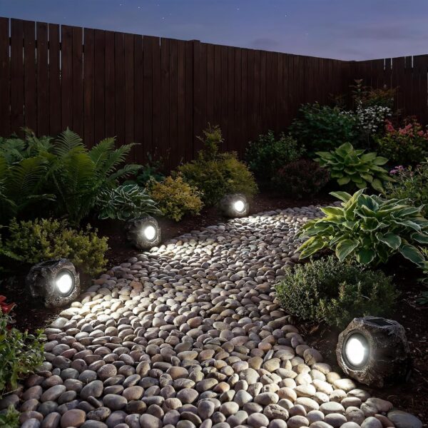 VISFLAIR Solar Rock Lights, 2 Pack Outdoor Decorative Garden Spotlights for Pathway, Walkway, Yard, Landscape, Patio (Dark Brown)