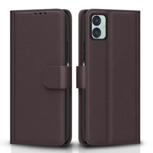 Pikkme Flip Cover Leather Finish | Inside TPU with Card Pockets | Wallet Stand and Shock Proof | Complete Protection Flip Case for Samsung Galaxy M04 / F04 / A04e(Coffee)