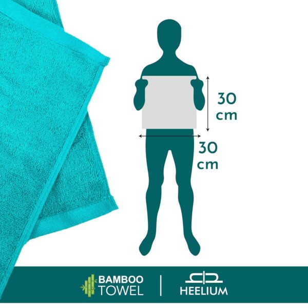HEELIUM Bamboo Face Towel | Ultra Absorbent & Odour-Free | 3X Softer Than Cotton Towels | 30 x 30 cm - 600 GSM | Pack of 3 - Teal