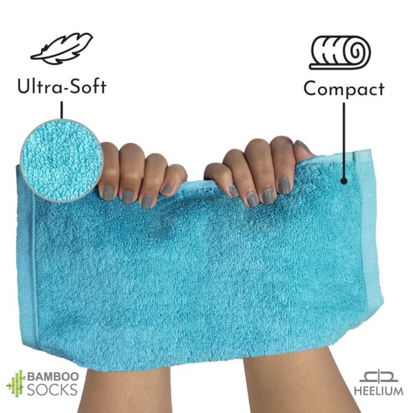 HEELIUM Bamboo Face Towel | Ultra Absorbent & Odour-Free | 3X Softer Than Cotton Towels | 30 x 30 cm - 600 GSM | Pack of 3 - Teal