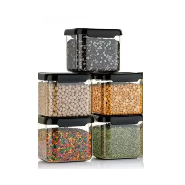 VOLTURI Air Tight Kitchen Containers Set of 6, Kitchen Storage Box for Pulses, Cereals, Grains, Dry Fruits, Pantry Organization, Kitchen Accessories Items for Home, Food Grade (500 ML, Transparent)