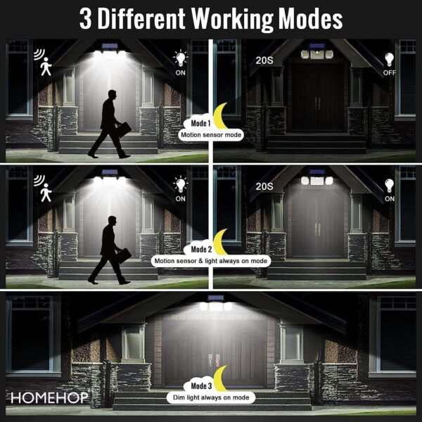 Homehop Solar Light Outdoor Home Waterproof Motion Sensor Wireless 226 LED Wall Lamp for Garden, Balcony, Patio Auto On/Off (Cool White, Pack of 1)