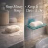 EKSO Self Adhesive Soap Holder Pack of 2 No Drill Wall Mounted Soap Dish ABS Plastic Bathroom Soap Stand with Drain Tray Durable Soap Case Organizer Bathroom Accessories