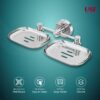 USF 304 Stainless Steel Double Soap Stand for Bathroom, Wall Mounted Soap Holder with Drain Holes, Durable Rustproof Build, Chrome Finish, 25 Years Warranty