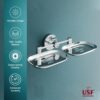 USF 304 Stainless Steel Double Soap Stand for Bathroom, Wall Mounted Soap Holder with Drain Holes, Durable Rustproof Build, Chrome Finish, 25 Years Warranty