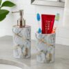 LAGET® Bathroom Accessories Set for Utility and Toothbrush Holder Bathroom Decor | Handwash Liquid Soap Dispenser Pump for Bathroom, Kitchen, Wash Basin, Sink (White Thunder)