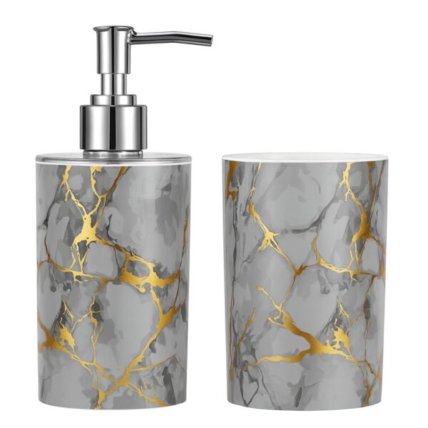 LAGET® Bathroom Accessories Set for Utility and Toothbrush Holder Bathroom Decor | Handwash Liquid Soap Dispenser Pump for Bathroom, Kitchen, Wash Basin, Sink (White Thunder)