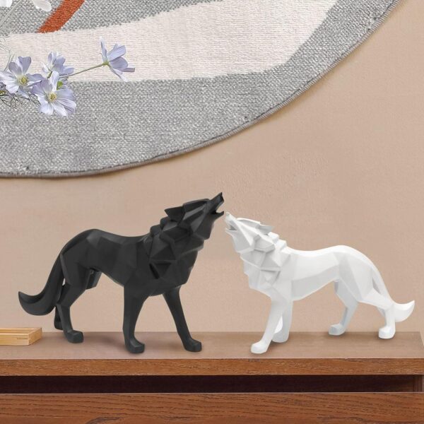 2X Nordic Wolf Figurine Wild Animal Model Crafts for Home Office Decor