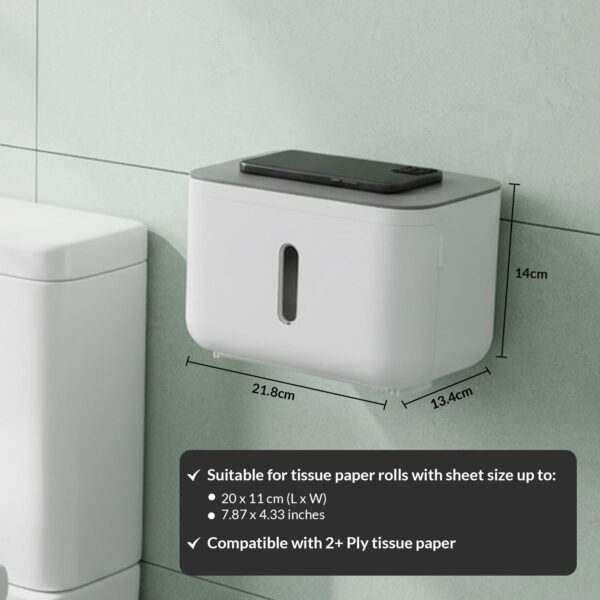 Self Adhesive Toilet Paper Holder for Bathroom with Mobile Stand, Wall Mounted Tissue Paper Holder, Toilet Paper Roll Holder for Bathroom, Bathroom Accessories (Navy Blue)