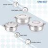 WARMEO Steam Insulated Stainless Steel Casseroles| Easy to Carry Hot Boxes for Kitchen | Hot Food, Easy to Store| Silver| Set of 3 (500,1000,1500ml)
