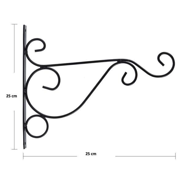 Iron Hooks for Lanterns, Planters, Bird Feeders & Coats – Indoor/Outdoor Wall Brackets – Heavy Duty Hanging Hooks for Home & Garden Decor (Black, Pack of 1)