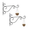 Iron Hooks for Lanterns, Planters, Bird Feeders & Coats – Indoor/Outdoor Wall Brackets – Heavy Duty Hanging Hooks for Home & Garden Decor (Black, Pack of 1)