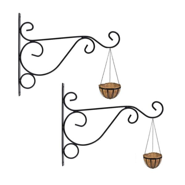 Iron Hooks for Lanterns, Planters, Bird Feeders & Coats – Indoor/Outdoor Wall Brackets – Heavy Duty Hanging Hooks for Home & Garden Decor (Black, Pack of 1)