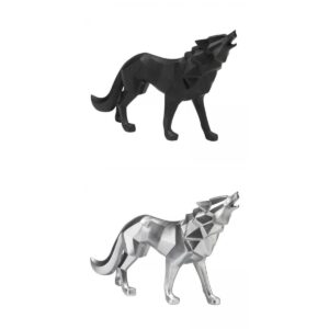 2X Nordic Wolf Figurine Wild Animal Model Crafts for Home Office Decoration