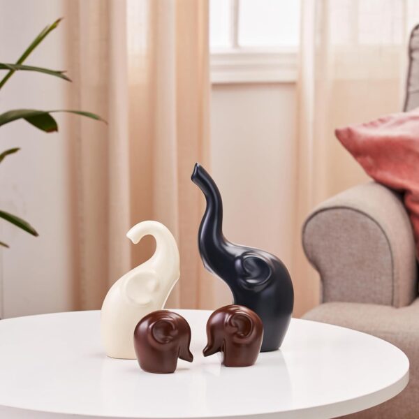 Amazon Basics Home Decor Elephant Family Matte Finish Ceramic Fantasy Figures(Set of 4 Pieces,Multicolor)